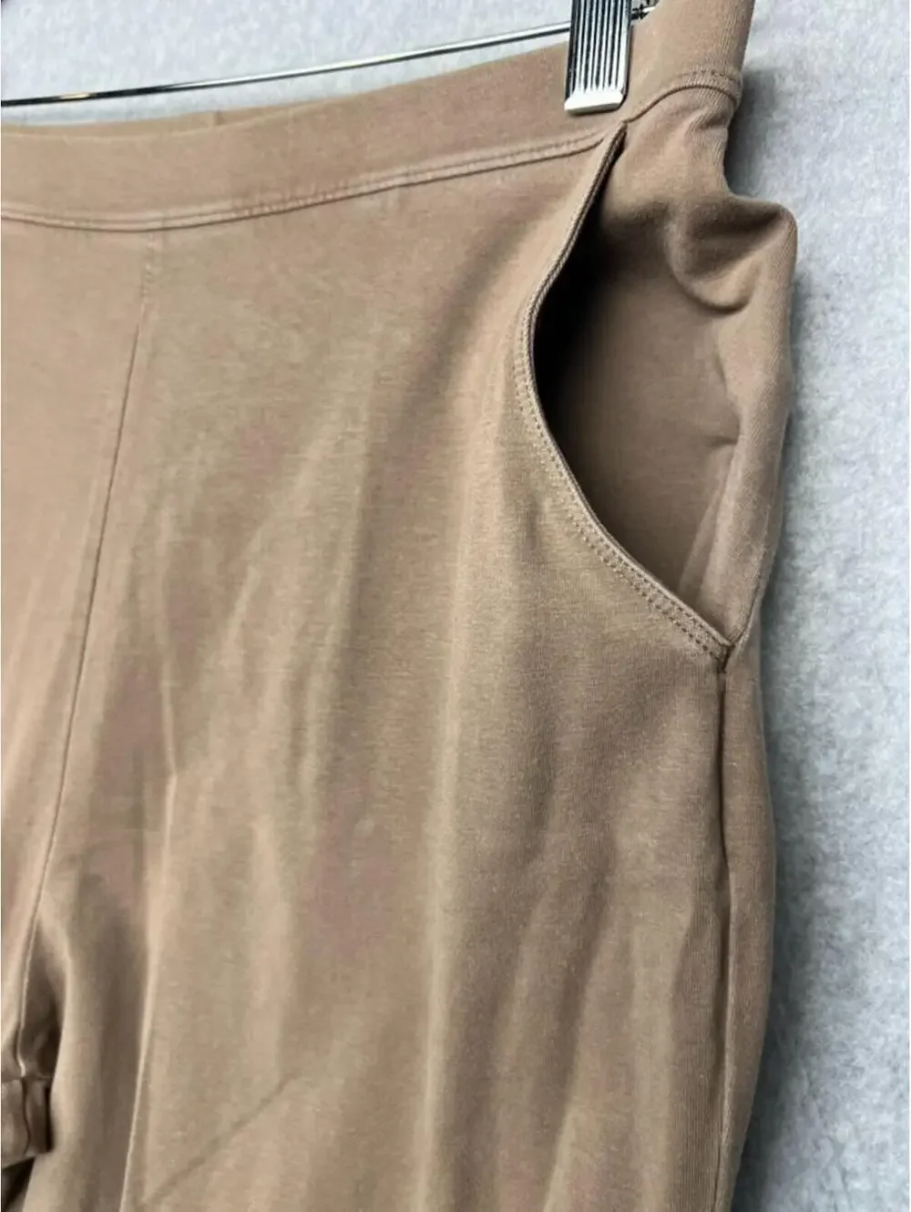 L.L.Bean Womens Brown Wide Leg Crop Pants M Cotton Stretch High-Rise Comfort